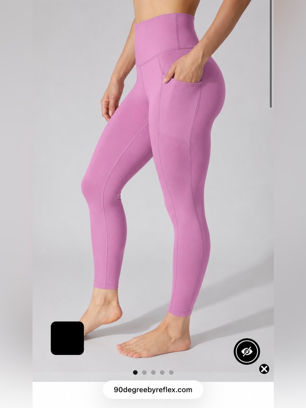 90 Degree By Reflex Leggings High Waisted Elastic Free with Side Pockets in Pink